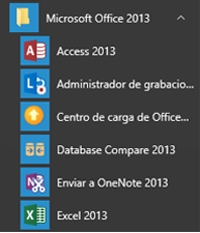 Carpeta de Microsoft Office en el listado de programas de Windows