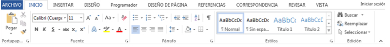 Cinta de opciones de Word