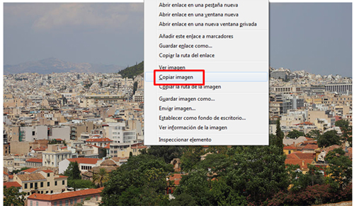 Opción copiar imagen en el menú contextual de una imagen