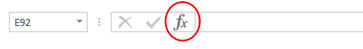 Botón Insertar función en la barra de fórmulas