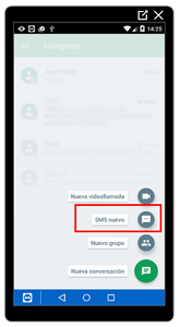 Opción para crear nuevos SMS desde Hangouts